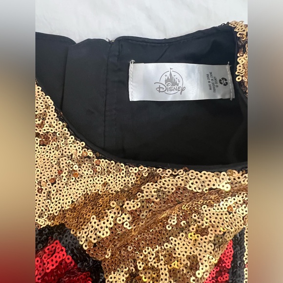 EUC Disney Minnie Mouse Bow fully sequin gold red dress - Picture 2 of 11